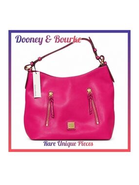 New Dooney & Bourke Bright Pink Leather Shoulder Hobo